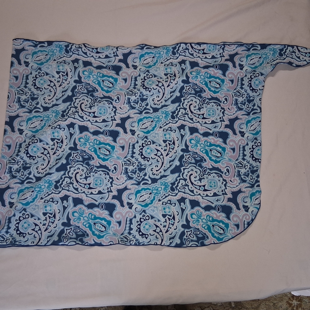 Blue Paisley Shirt Stretch Swimsuit Coverup Skirt Small Beachwear Pool Side